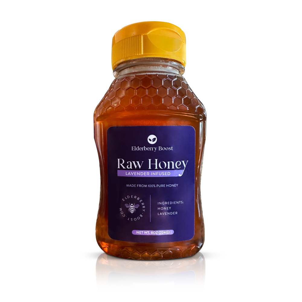 Elderberry Boost - Lavender Infused Raw Honey 8oz