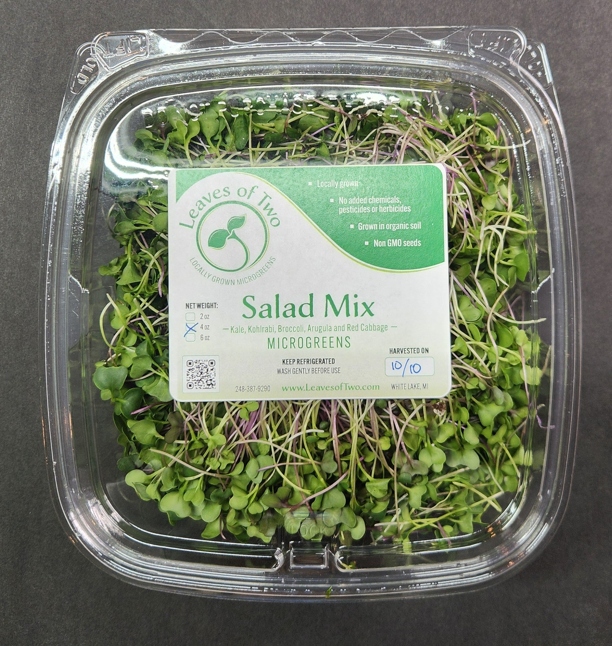 Leaves of Two - 2oz Salad Mix (Arugula, Broccoli, Kale, Kohlrabi, & Red Cabbage)
