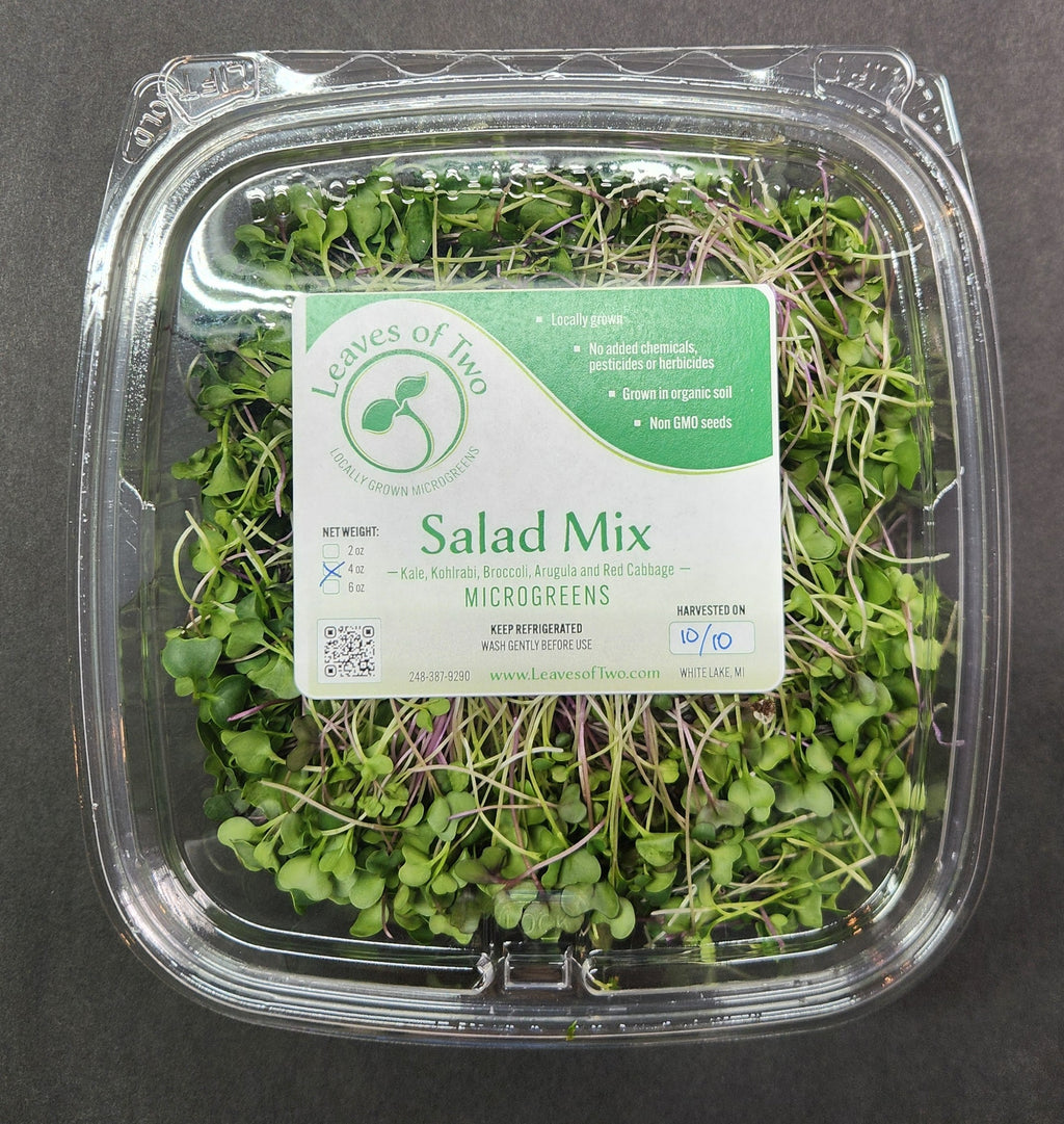 Leaves of Two - 4oz Salad Mix (Arugula, Broccoli, Kale, Kohlrabi, & Red Cabbage)